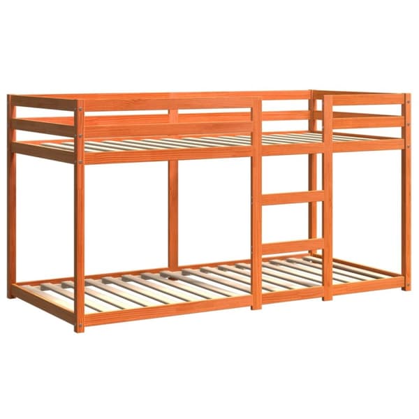 The Living Store køjeseng 90x200 cm massivt fyrretræ voksbrun -  Senge & sengeramme