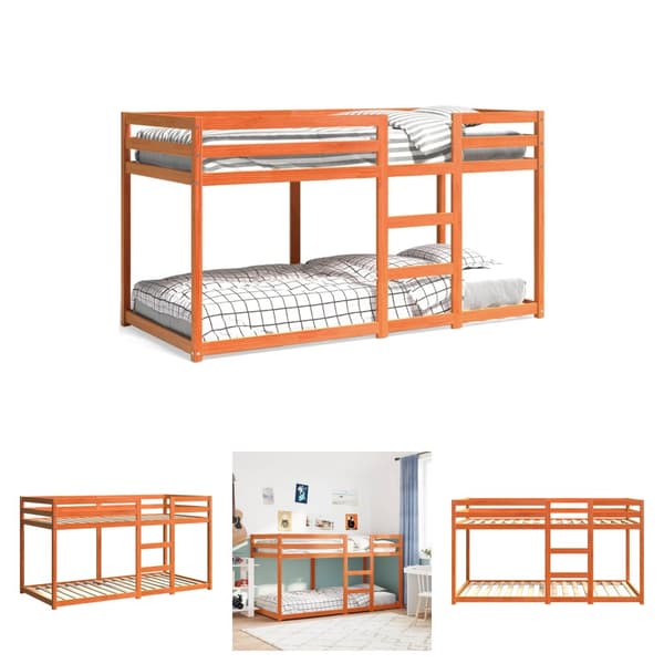 The Living Store køjeseng 90x200 cm massivt fyrretræ voksbrun -  Senge & sengeramme