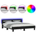 Miniatyrbillede 3 af 11: The Living Store sengeramme med sengegavl og LED-lys 180x200 cm sort -  Senge & sengeramme
