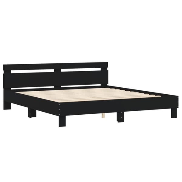 The Living Store sengeramme med sengegavl og LED-lys 180x200 cm sort -  Senge & sengeramme