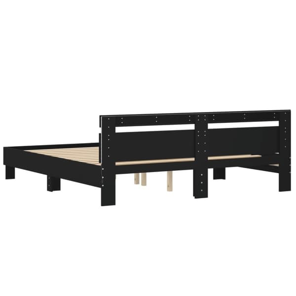 The Living Store sengeramme med sengegavl og LED-lys 180x200 cm sort -  Senge & sengeramme