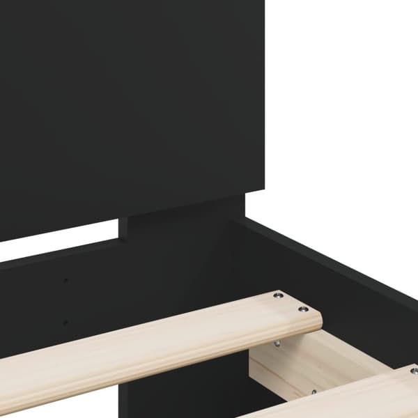 The Living Store sengeramme med sengegavl og LED-lys 180x200 cm sort -  Senge & sengeramme