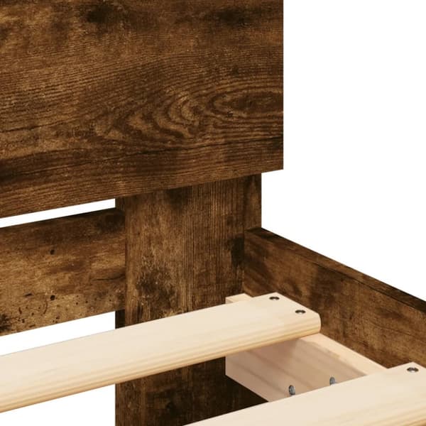 The Living Store sengeramme med sengegavl 100x200 cm konstrueret træ røget eg - Senge & sengeramme