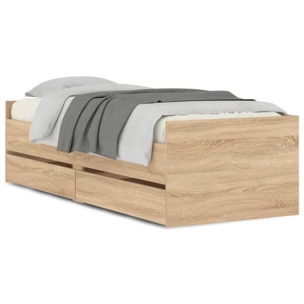 The Living Store sengeramme med skuffer 100x200 cm sonoma-eg -  Senge & sengeramme
