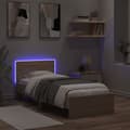 Miniatyrbillede 5 af 11: The Living Store sengeramme med sengegavl og LED-lys 90x200 cm sonoma-eg -  Senge & sengeramme