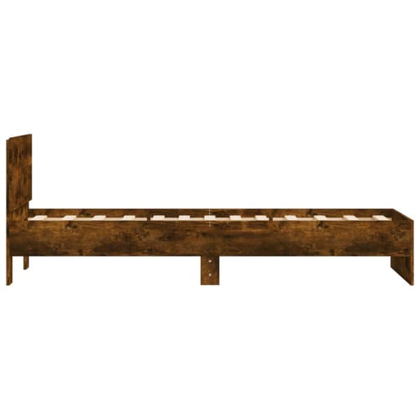 The Living Store sengeramme med sengegavl 75x190 cm konstrueret træ røget eg -  Senge & sengeramme