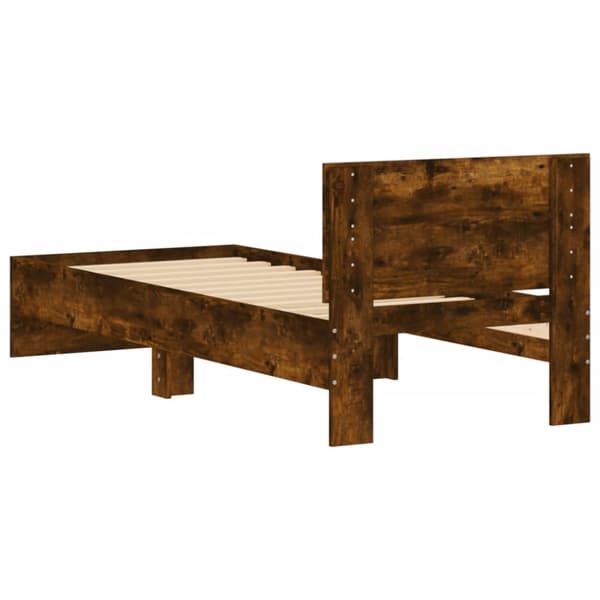 The Living Store sengeramme med sengegavl 75x190 cm konstrueret træ røget eg -  Senge & sengeramme