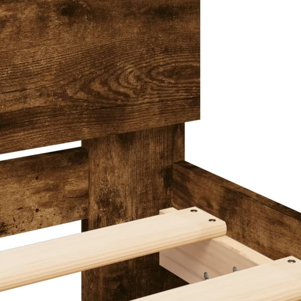The Living Store sengeramme med sengegavl 75x190 cm konstrueret træ røget eg -  Senge & sengeramme