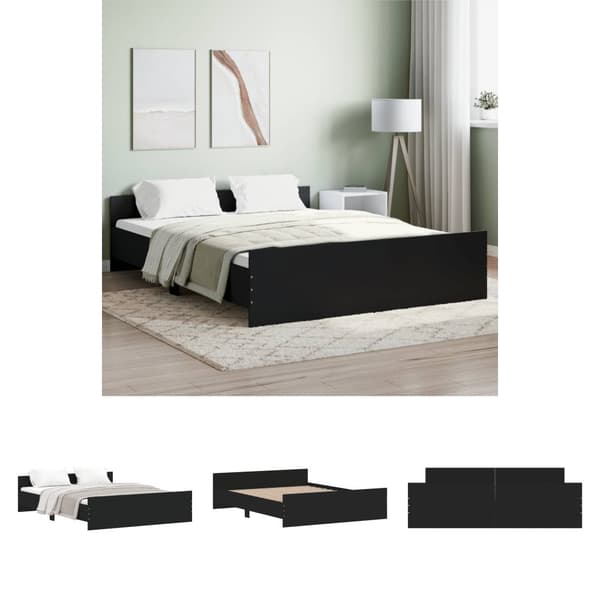 The Living Store sengeramme med sengegavl og fodgærde 150x200 cm sort -  Senge & sengeramme