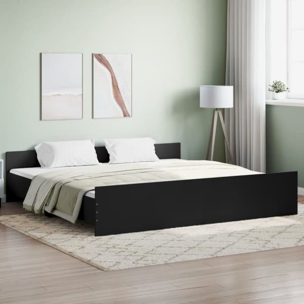 The Living Store sengeramme med sengegavl og fodgærde 200x200 cm sort - Senge & sengeramme
