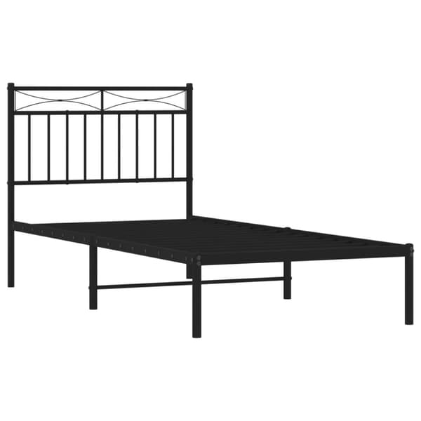 The Living Store Metallinen sängynrunko päädyllä musta 90x190 cm - Sängyt & sängynrungot