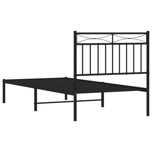 The Living Store Metallinen sängynrunko päädyllä musta 90x190 cm - Sängyt & sängynrungot