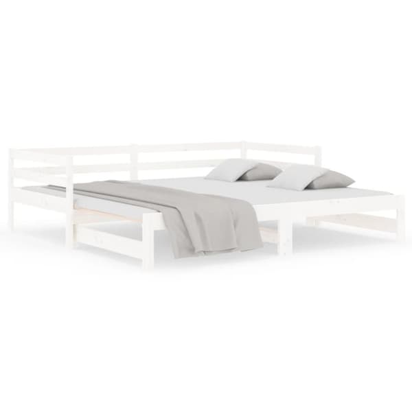 The Living Store daybed med udtræk 90x190 cm massivt fyrretræ hvid -  Senge & sengeramme