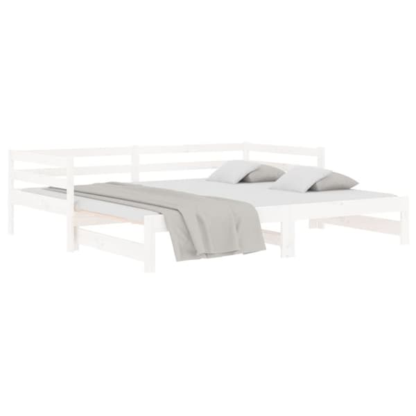 The Living Store daybed med udtræk 90x190 cm massivt fyrretræ hvid -  Senge & sengeramme
