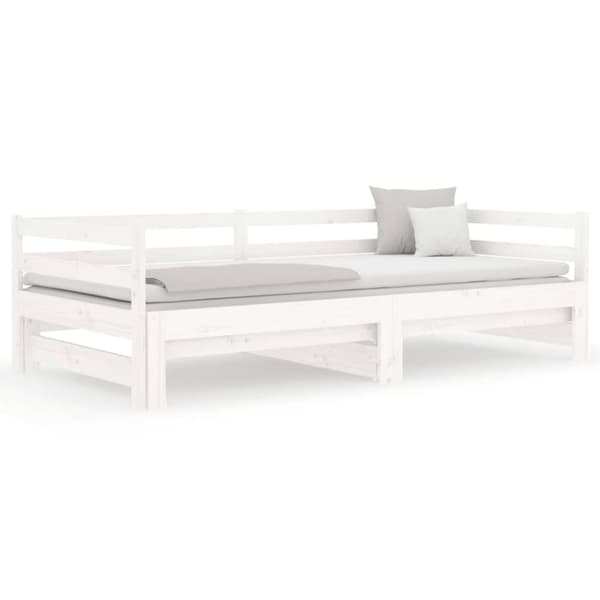 The Living Store daybed med udtræk 90x190 cm massivt fyrretræ hvid -  Senge & sengeramme