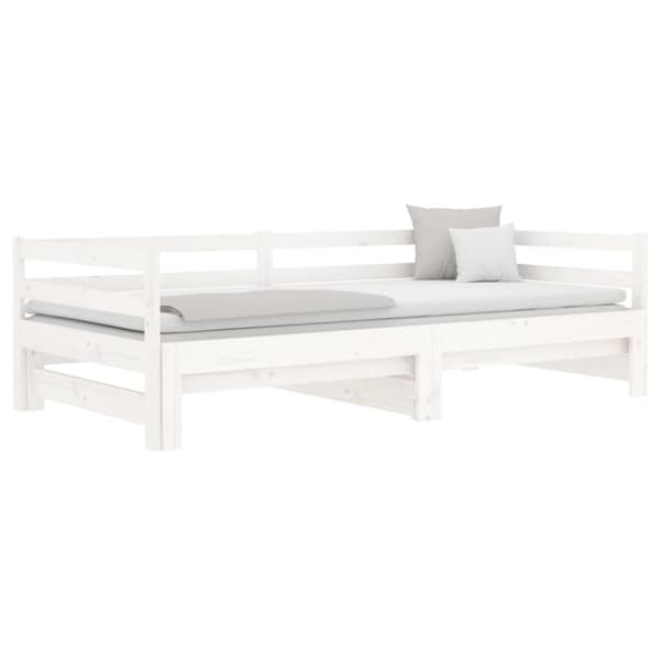 The Living Store daybed med udtræk 90x190 cm massivt fyrretræ hvid -  Senge & sengeramme