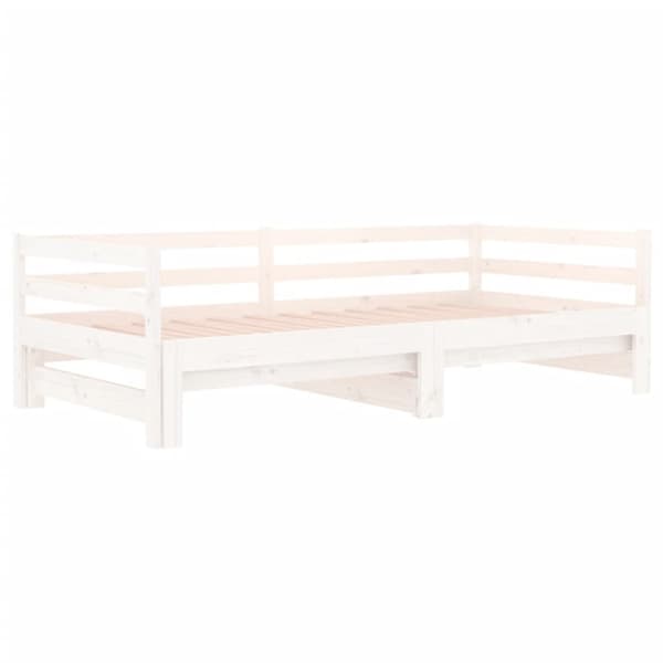 The Living Store daybed med udtræk 90x190 cm massivt fyrretræ hvid -  Senge & sengeramme