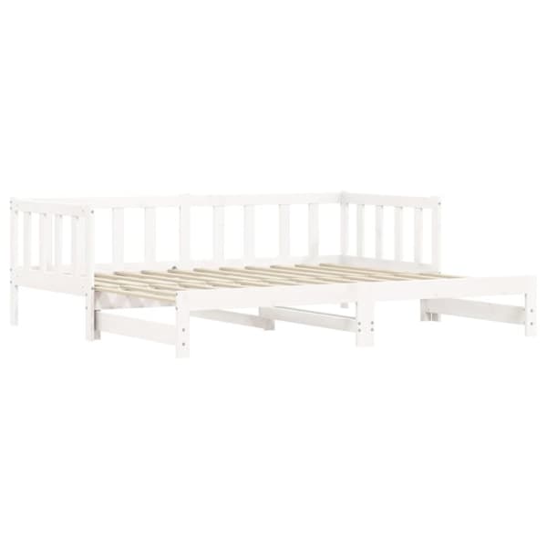 The Living Store daybed med udtræk 90x200 cm massivt fyrretræ hvid -  Senge & sengeramme