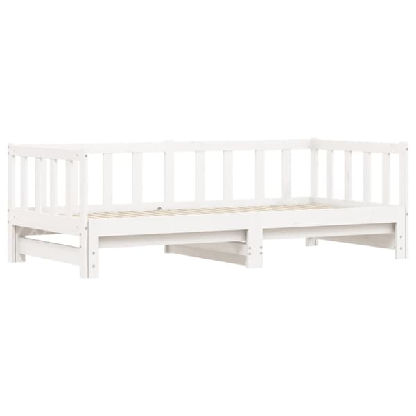 The Living Store daybed med udtræk 90x200 cm massivt fyrretræ hvid -  Senge & sengeramme