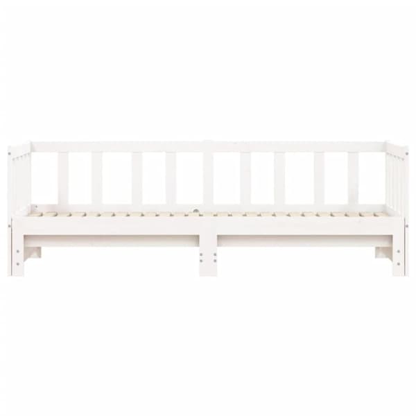 The Living Store daybed med udtræk 90x200 cm massivt fyrretræ hvid -  Senge & sengeramme