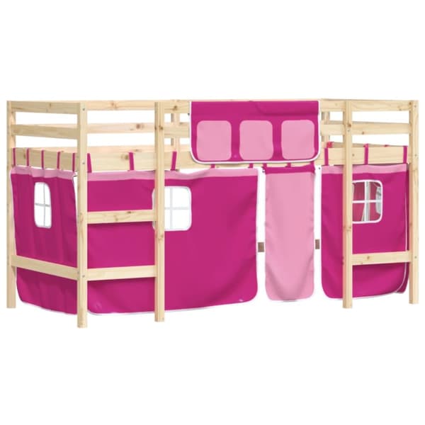 The Living Store Loftsäng med rutschkana rosa 80x200 cm massiv furu -  Sängar & sängramar