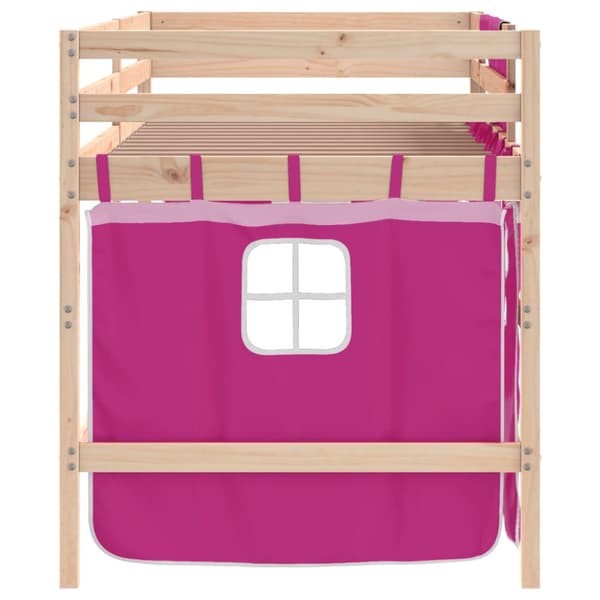 The Living Store Loftsäng med rutschkana rosa 80x200 cm massiv furu - Sängar & sängramar