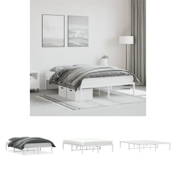 The Living Store sengeramme 140x200 cm metal hvid -  Senge & sengeramme