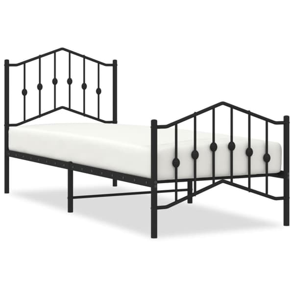 The Living Store Metallinen sängynrunko päädyillä musta 90x200 cm - Sängyt & sängynrungot