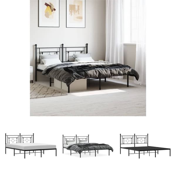 The Living Store sengeramme med sengegavl 160x200 cm metal sort - Senge & sengeramme