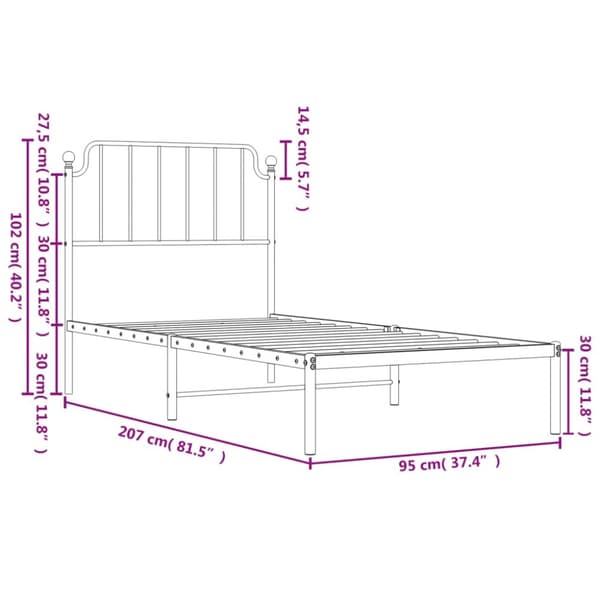 The Living Store sengeramme med sengegavl 90x200 cm metal sort -  Senge & sengeramme