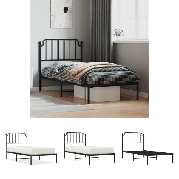 The Living Store sengeramme med sengegavl 90x200 cm metal sort - Senge & sengeramme