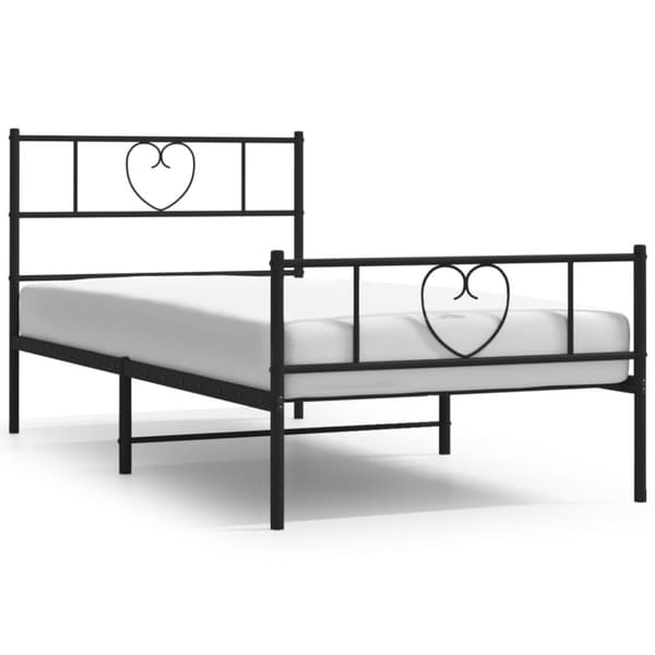 The Living Store sengeramme med sengegavl og fodgærde 90x190 cm metal sort - Senge & sengeramme