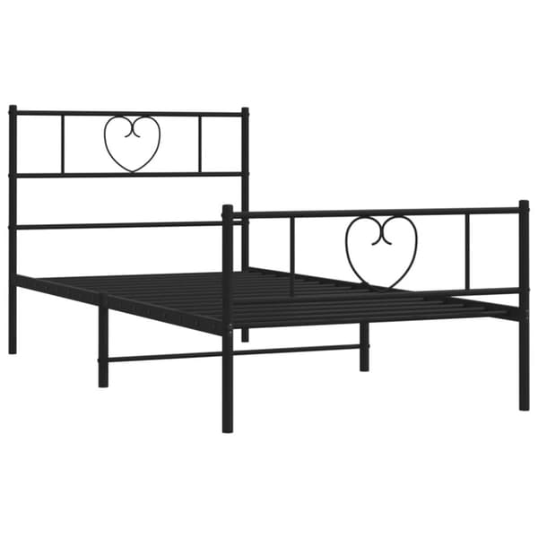 The Living Store sengeramme med sengegavl og fodgærde 90x190 cm metal sort - Senge & sengeramme