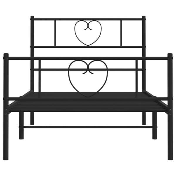 The Living Store sengeramme med sengegavl og fodgærde 90x190 cm metal sort - Senge & sengeramme