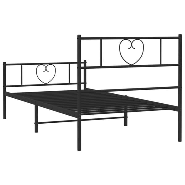 The Living Store sengeramme med sengegavl og fodgærde 90x190 cm metal sort - Senge & sengeramme
