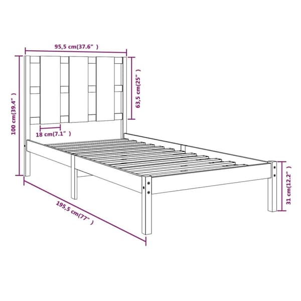 The Living Store sengeramme 90x190 cm Single massivt træ hvid -  Senge & sengeramme