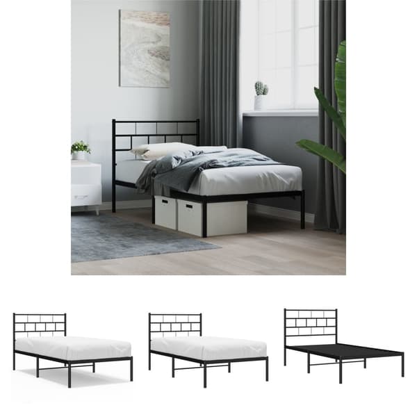 The Living Store sengeramme med sengegavl 90x190 cm metal sort - Senge & sengeramme