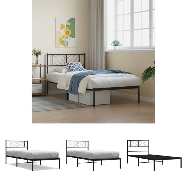 The Living Store sengeramme med sengegavl 80x200 cm metal sort - Senge & sengeramme