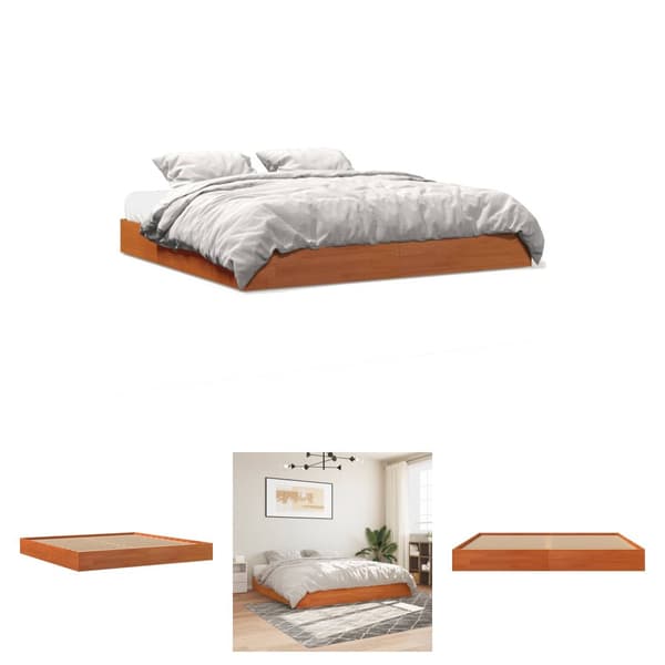 The Living Store sengeramme 180x200 cm massivt fyrretræ gyldenbrun - Senge & sengeramme