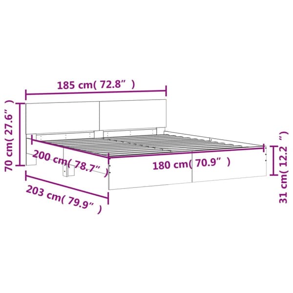 The Living Store sengeramme med sengegavl 180x200 cm sort -  Senge & sengeramme