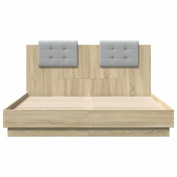 The Living Store sengeramme med sengegavl 140x200 cm konstrueret træ sonoma-eg -  Senge & sengeramme