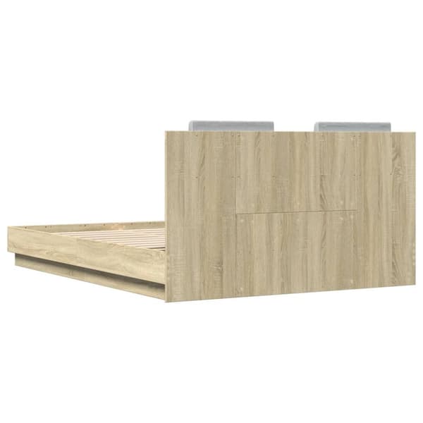 The Living Store sengeramme med sengegavl 140x200 cm konstrueret træ sonoma-eg -  Senge & sengeramme