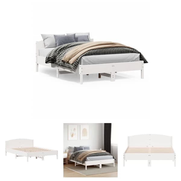 The Living Store sengeramme med sengegavl 160x200 cm massivt fyrretræ hvid -  Senge & sengeramme