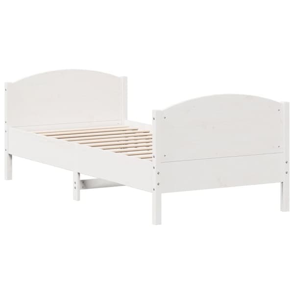 The Living Store sengeramme med sengegavl 90x200 cm massivt fyrretræ hvid - Senge & sengeramme