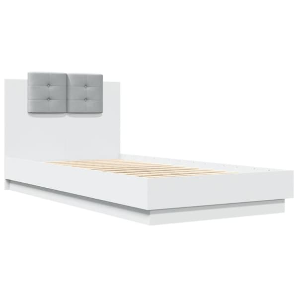 The Living Store sengeramme med sengegavl 90x190 cm konstrueret træ hvid - Senge & sengeramme