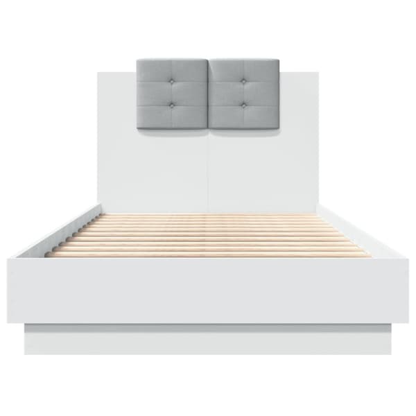 The Living Store sengeramme med sengegavl 90x190 cm konstrueret træ hvid - Senge & sengeramme