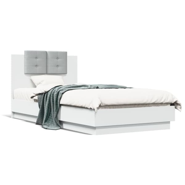 The Living Store sengeramme med sengegavl 90x190 cm konstrueret træ hvid - Senge & sengeramme