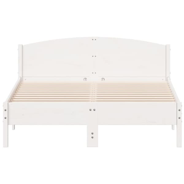 The Living Store sengeramme med sengegavl 120x200 cm massivt fyrretræ hvid -  Senge & sengeramme