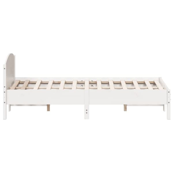 The Living Store sengeramme med sengegavl 120x200 cm massivt fyrretræ hvid -  Senge & sengeramme