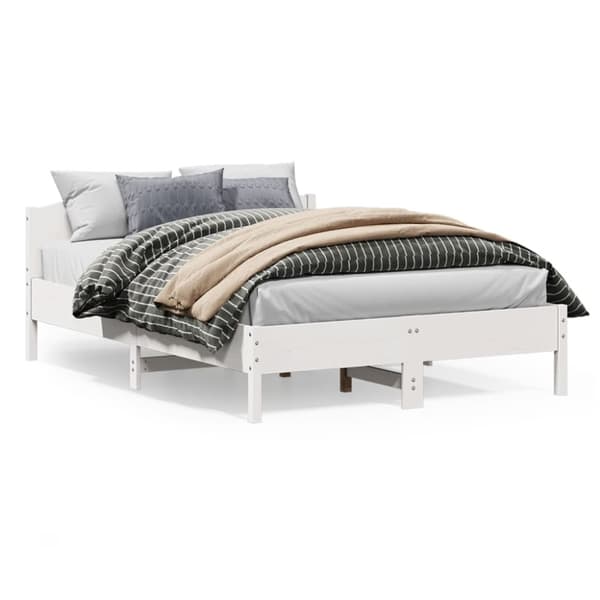 The Living Store sengeramme med sengegavl 120x200 cm massivt fyrretræ hvid -  Senge & sengeramme